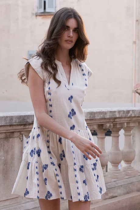 Oliphant Roll Sleeve Wicklow Blue Dress