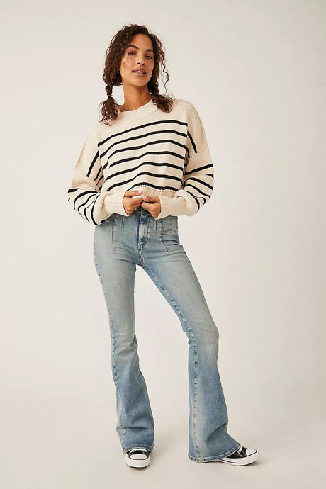 Free People Easy Street Stripe Crop Pullover