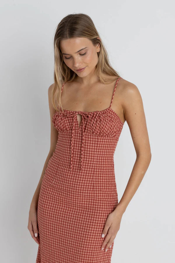 Rhythm Women’s Lola Check Gathered Maxi Dress
