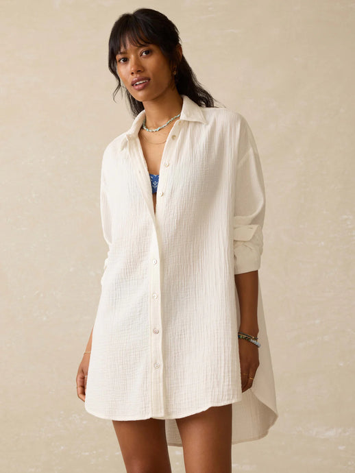 Faherty Dune Cotton Gauze Haze Shirtdress