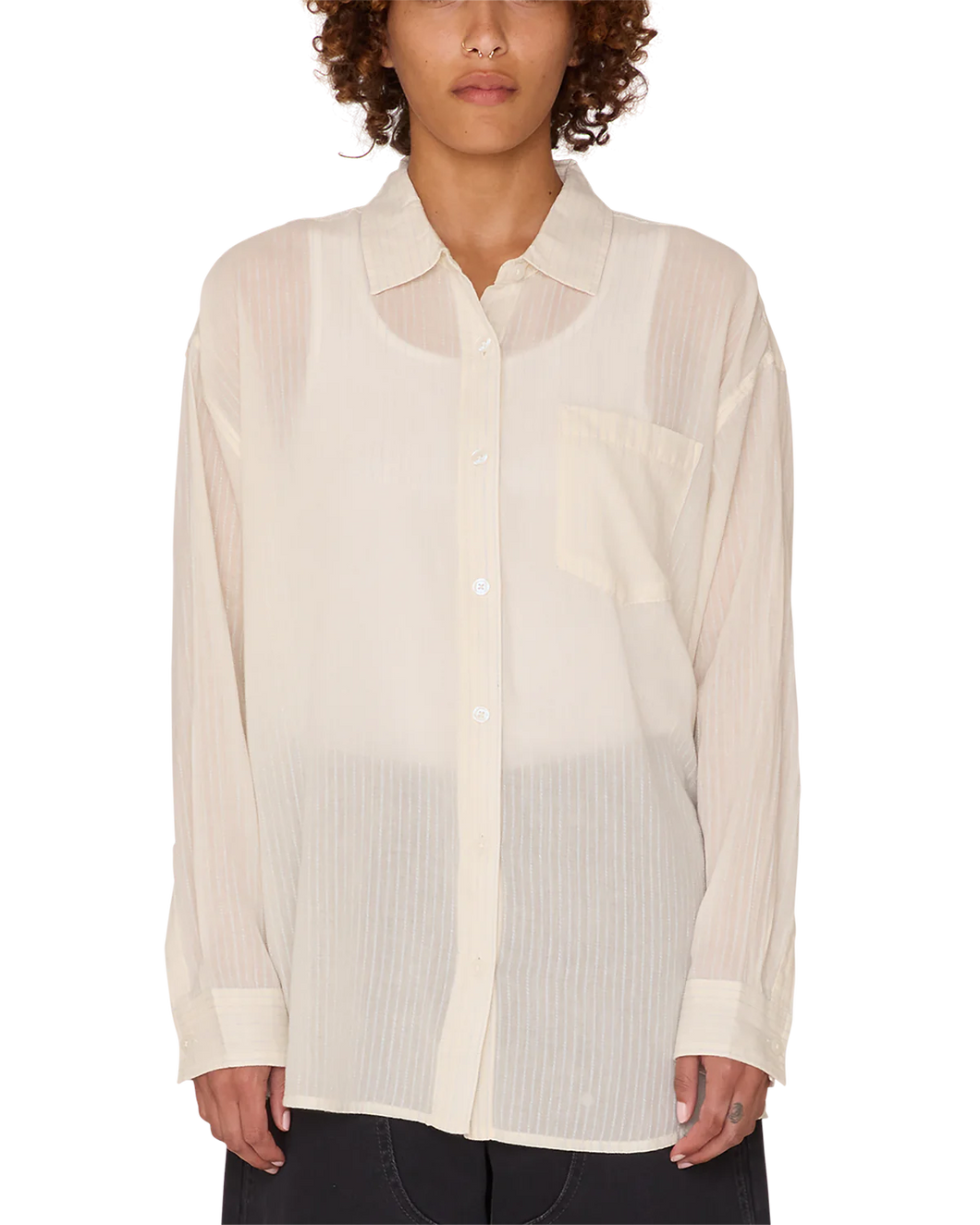 Obey Women’s Blythe Sheer Stripe Shirt