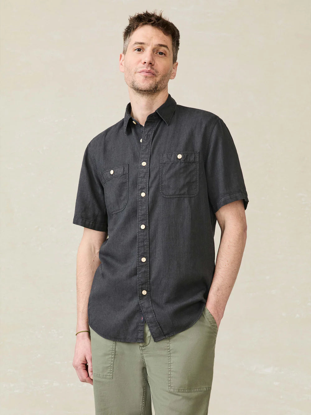 Faherty Men’s SS Tried and True Chambray Shirt