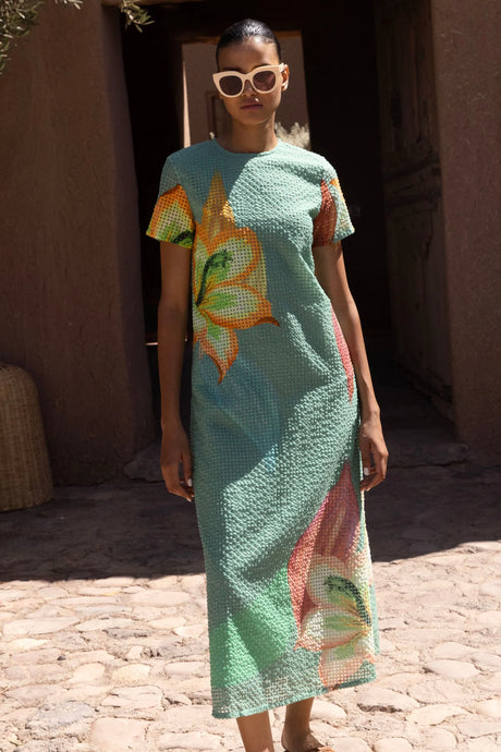 Oliphant Short Sleeve Maxi- Hibiscus Sage