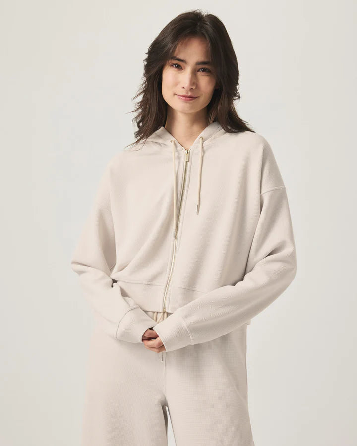 Splendid-Waffle Scuba Zipup Hoodie