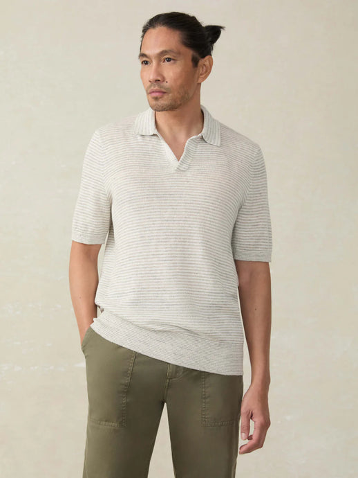 Faherty Men’s SS Linen Sweater Polo