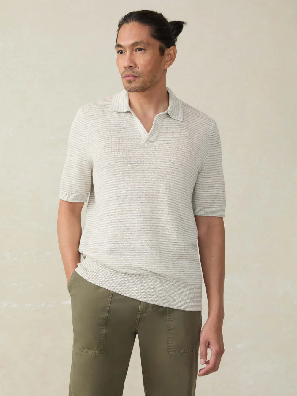 Faherty Men’s SS Linen Sweater Polo