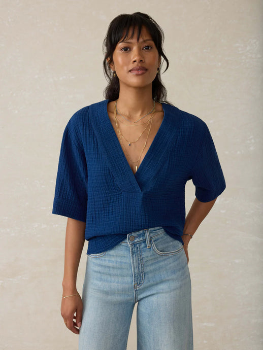 Faherty Dune Cotton Gauze SS Popover