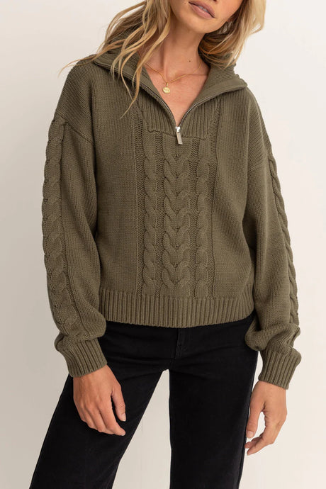 Rhythm Cabelled Vintage Zip Knit