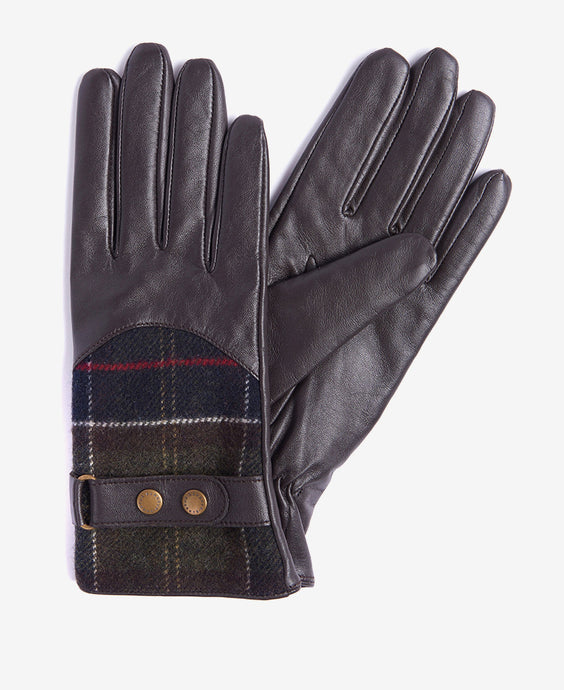 Barbour Dee Tartan Gloves - Dark Brown