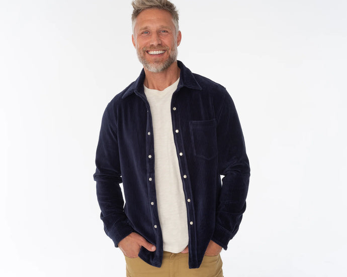 Criquet-velour pearl snap button down shirt