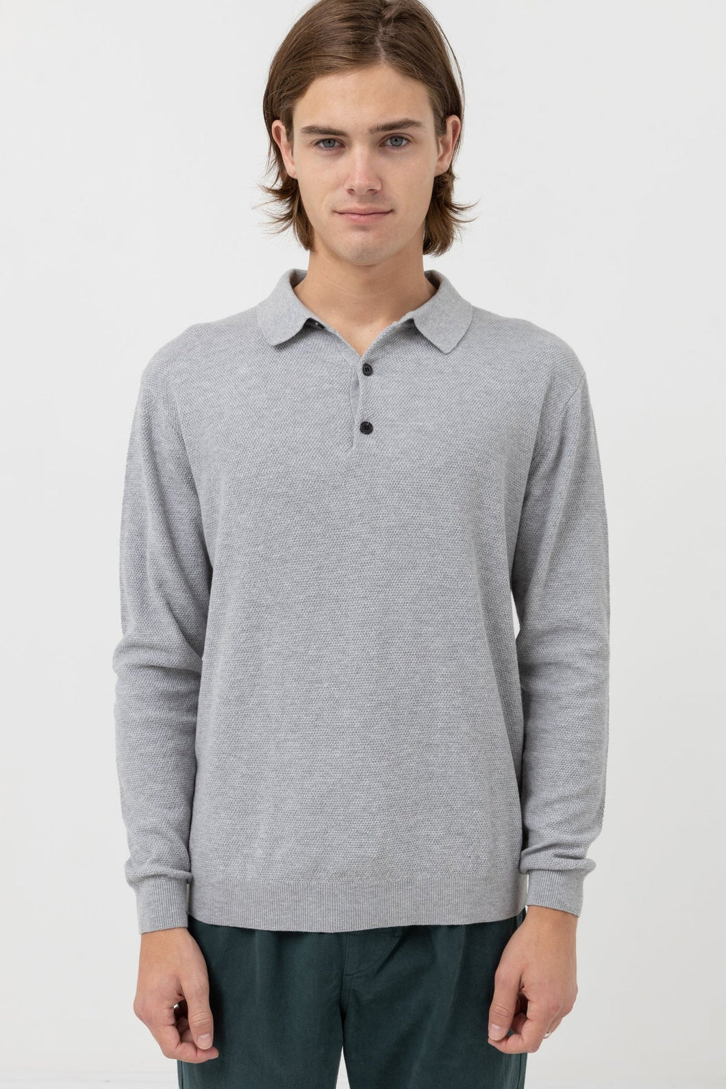 Rhythm Men's Vintage LS Henley/Textured Shirt/Polo