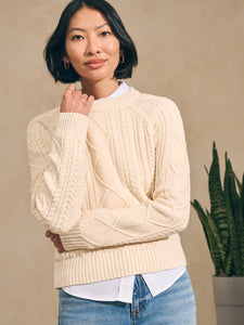 Faherty Women's Sunwashed Cable Crew/Cardigan Sweater